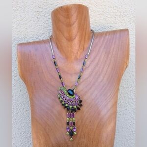 Vtg Unsigned Tiered Juliana Glass Rhinestone Necklace Faceted